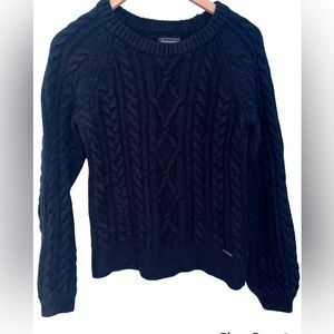 Vintage Y2K Abercrombie & Fitch Navy Wool Cable Knit Sweater M